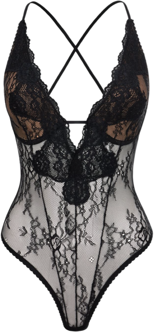 Black Embroidered Bodysuit Coosh